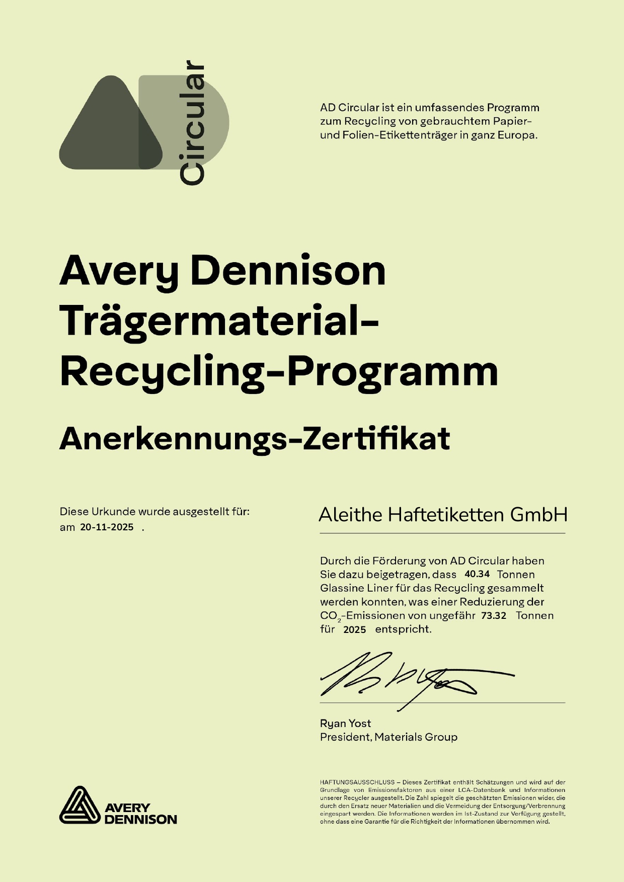 Trägermaterial Recycling 2025