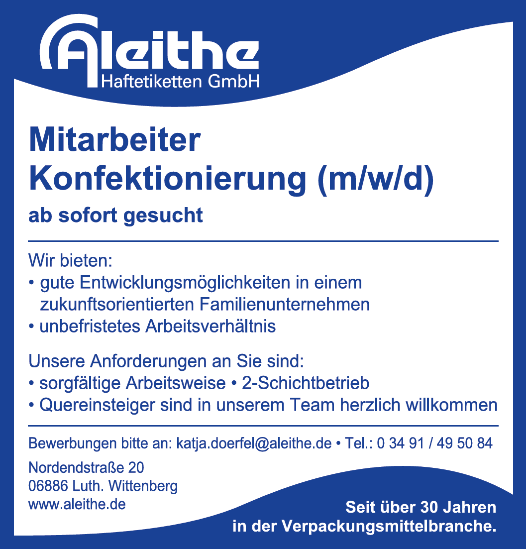 Mitarbeiter gesucht: Konfektionierer (m/w/d) ab sofort